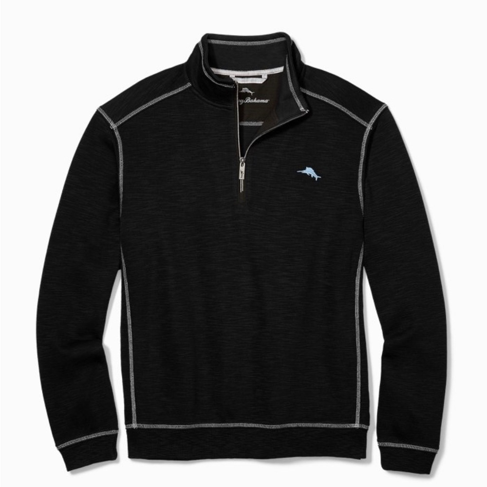 Tommy Bahama Black Tobago Bay Half Zip NWT Men’s size L